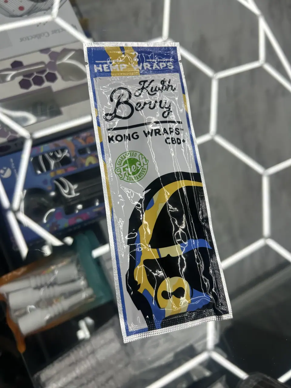 Packaged CBD hemp wrap displayed inside Imperial Beach Smoke and Market